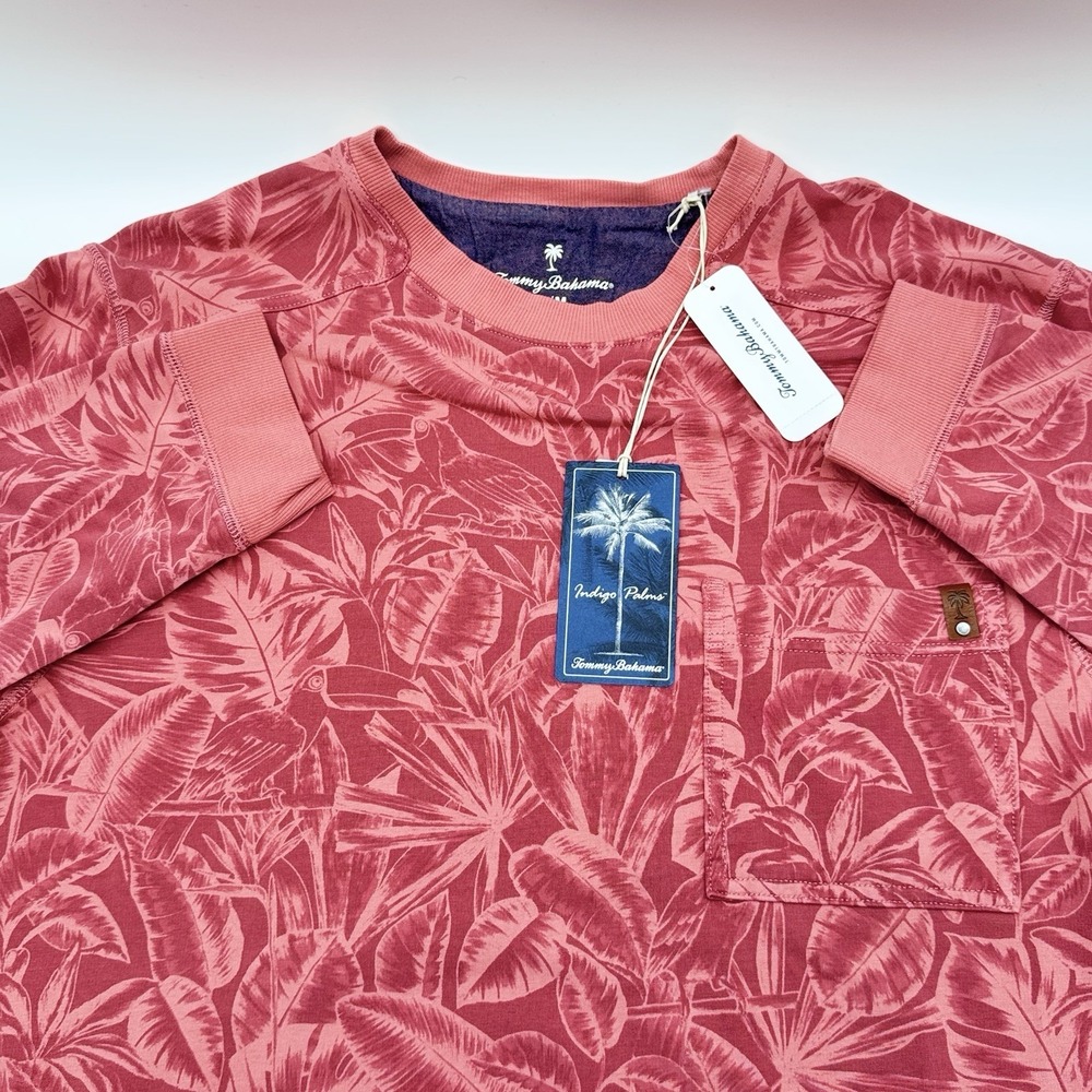 Tommy Bahama Ben & Terry Twilight Palms Mens Medium Crew Sweatshirt Casual